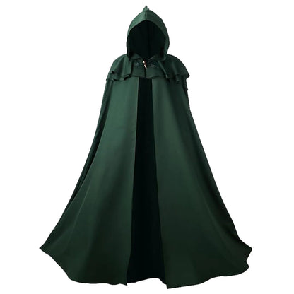 Halloween Hooded Capes for Adult Cloaks Costume Witch Red Black Purple Green Grim Reaper - Brown / M