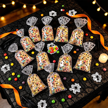 50-200pc Halloween Spider OPP Flat Bags Trick or Treat Clear Candy Bags with Twist Ties Spider Ghost Cookie - product image 3