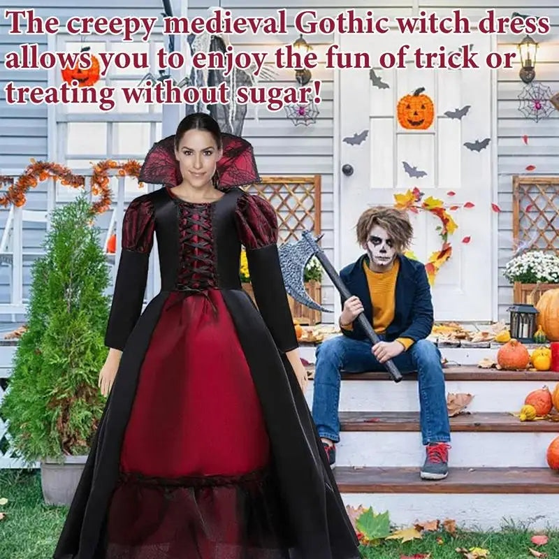 Vampire Queen Costume Halloween Dress Up Girls Royal Vampire Costume for Women Medieval - XL / Brazil