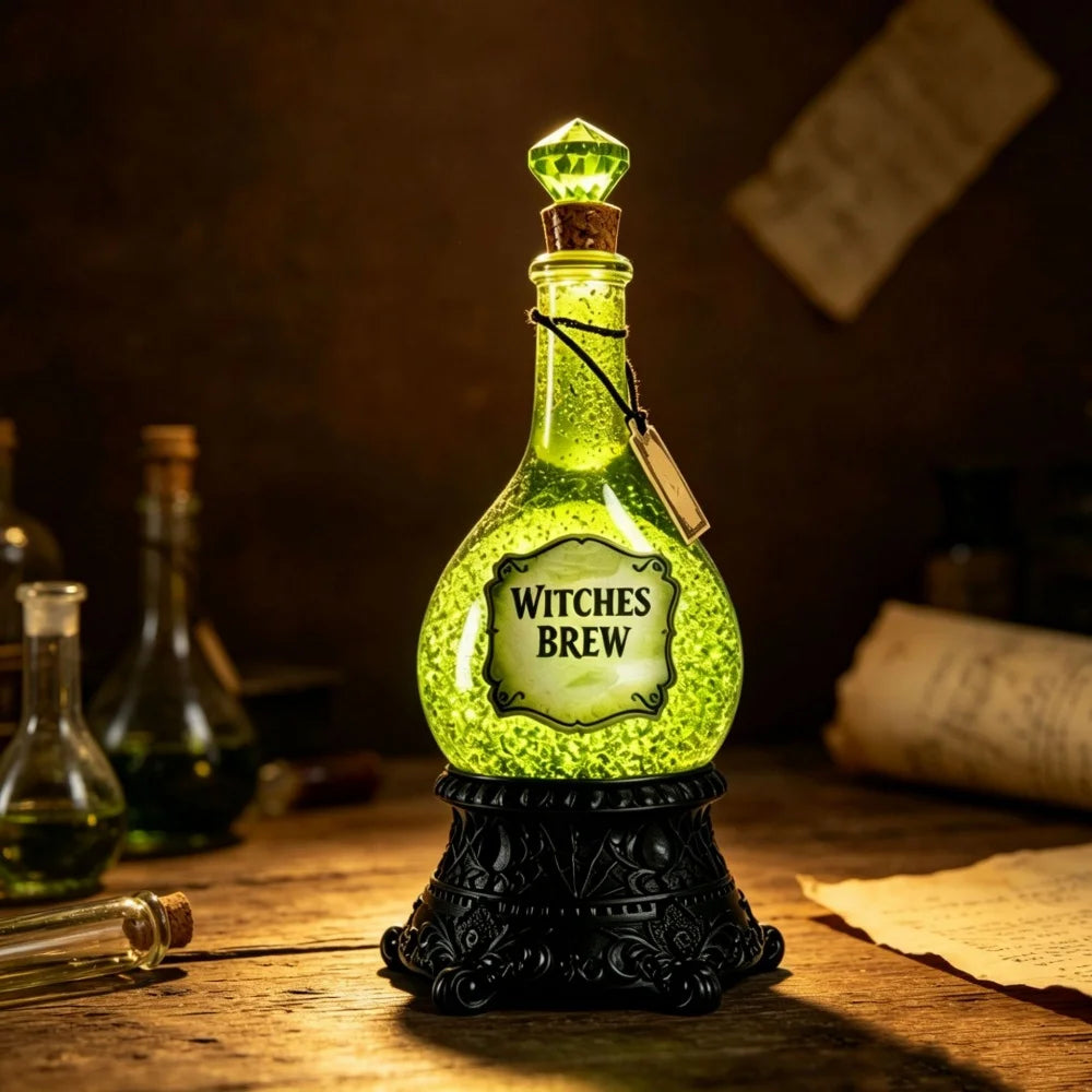 Witches' Brew LED Potion Bottle – Glitter Halloween Table Decoration