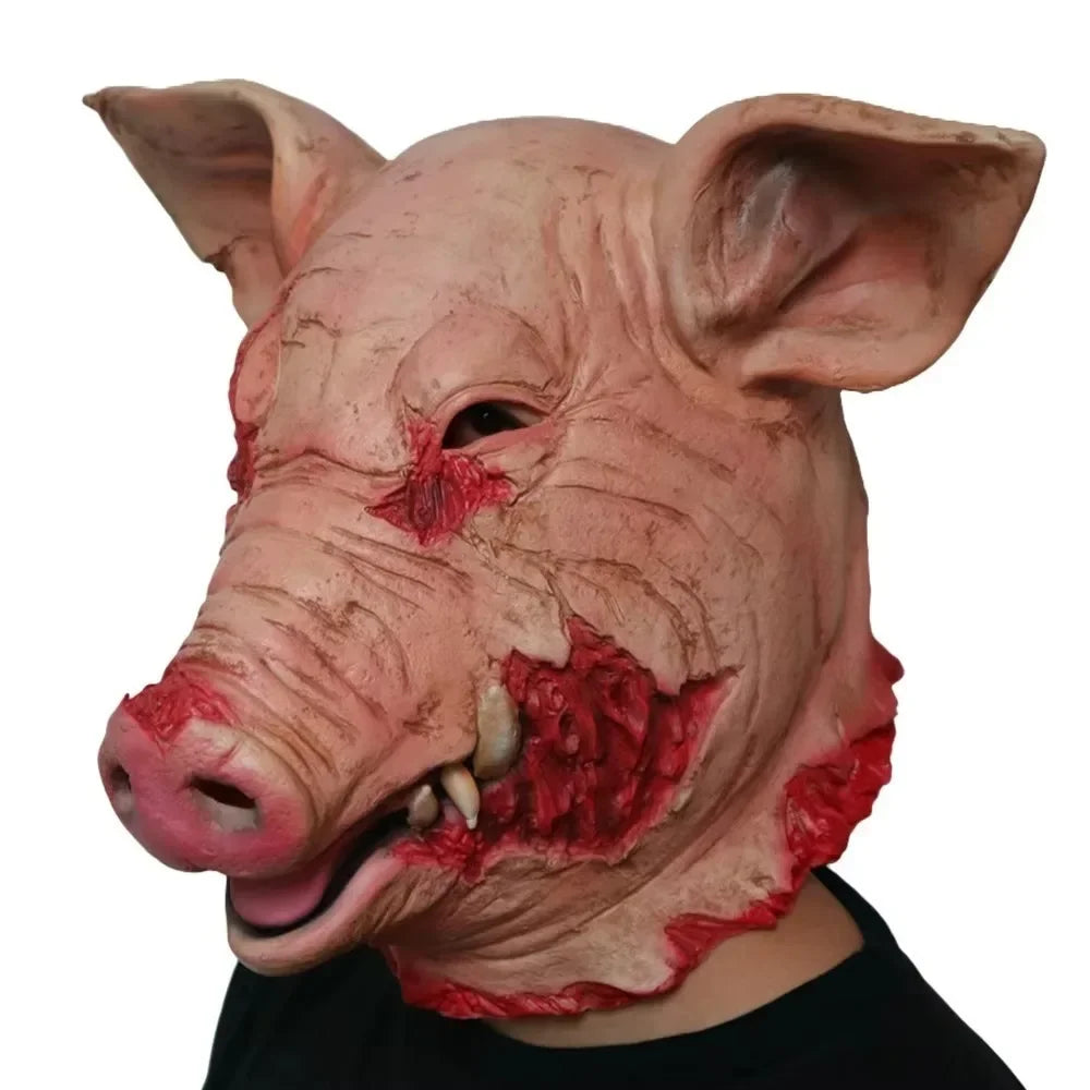 Funny Latex Halloween Cosplay Mask Realistic Unisex Haunted House Prop Durable Prank Helmet Prop