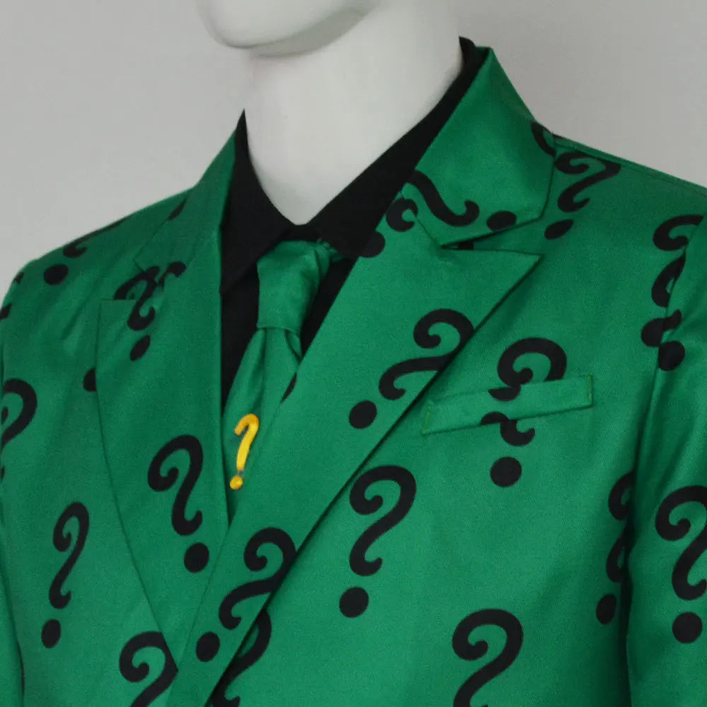 Halloween Costume Villains Riddler Costume Joker Outfit with Hat Adult Men Green Jacket - SET / XL