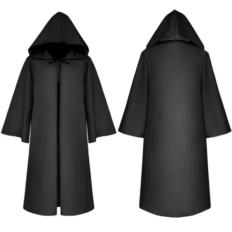 Long Shirt Hooded Black Robe Halloween Cloak Cosplay Costumes Adults and Scary Ghost Play Cloak Robe - product image 1