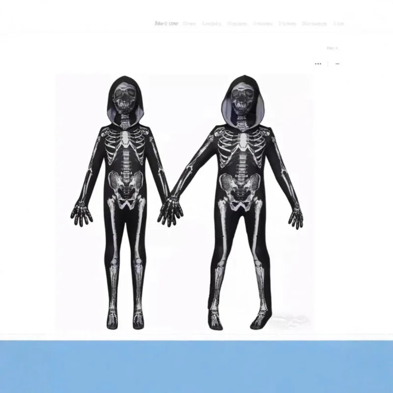 Adults Kids Skeleton Skin Suit Halloween Cosplay Costume Carnival Ghost Theme Masquerade Party Fancy Dress Outfit