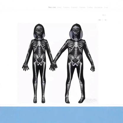 Adults Kids Skeleton Skin Suit Halloween Cosplay Costume Carnival Ghost Theme Masquerade Party Fancy Dress Outfit