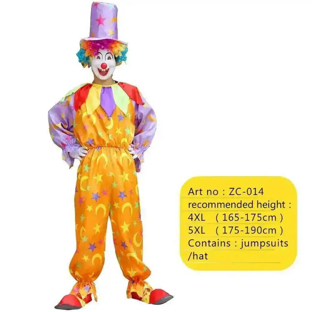 Adults Clown Costumes Joker Bodysuit for Men Magician Performance Fancy Halloween Outfits - Zc-015 / 5xl height175-190cm