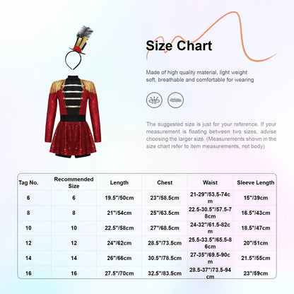 Kids' Ringmaster Circus Long Sleeve Tassel Shoulder Zipper Sequin Tutu Costume - alternate view 6