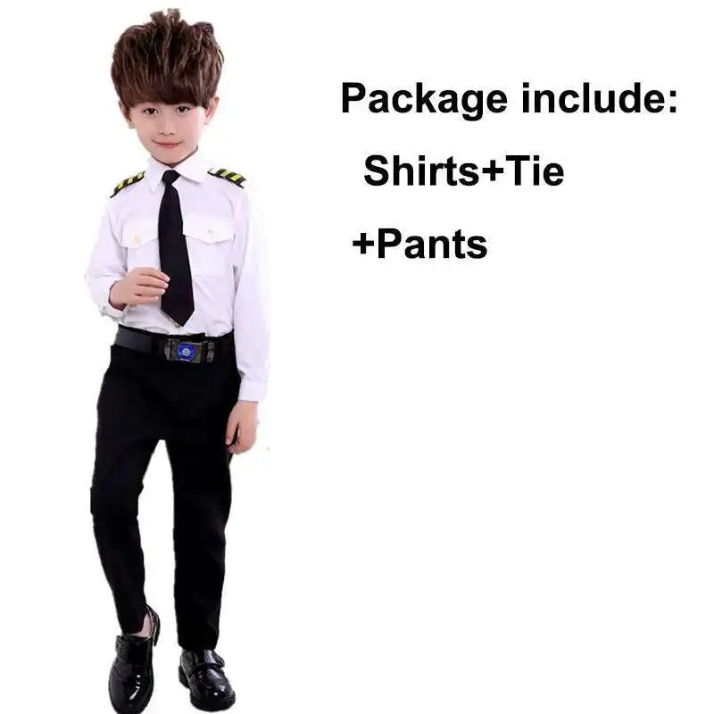 Children'S Day Pilot Uniform Stewardess Cosplay Halloween Costumes For Kids Disguise Girl Boy