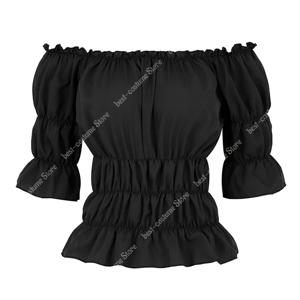 Pirate Costume Women Medieval Vest Costume Plus Size Medieval Blouse Tops 2 Pieces