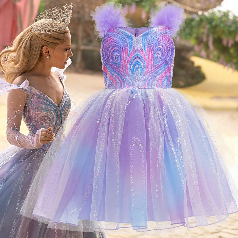 Good Witch Costume Girls Glinda Costume Dress Kids Wicked Cosplay Dress Up Outfits for Birthday Halloween - product image 3