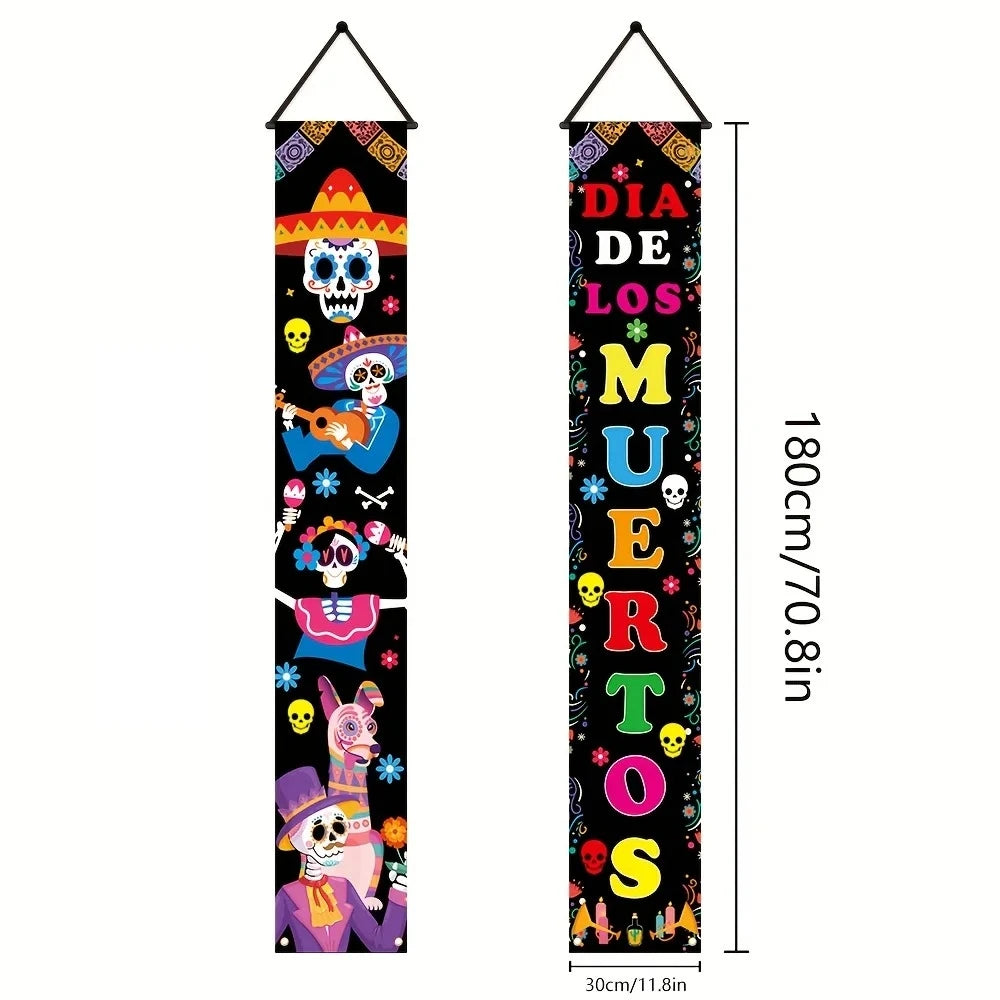 Dia De Los Muertos Porch Door Banner Sugar Skull Decor Hanging Couplet for - product image 6