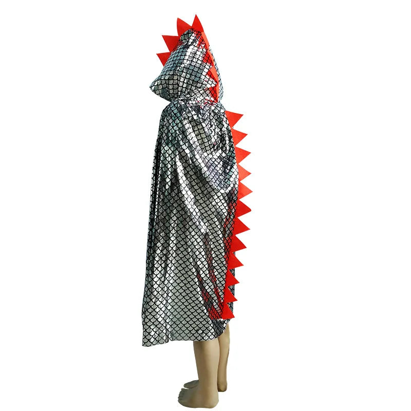 Dinosaur Cape Halloween Cosplay Costume Hooded Cloak for Kids Wizard and Girls Witch Cosplay Child Costume - product image 5