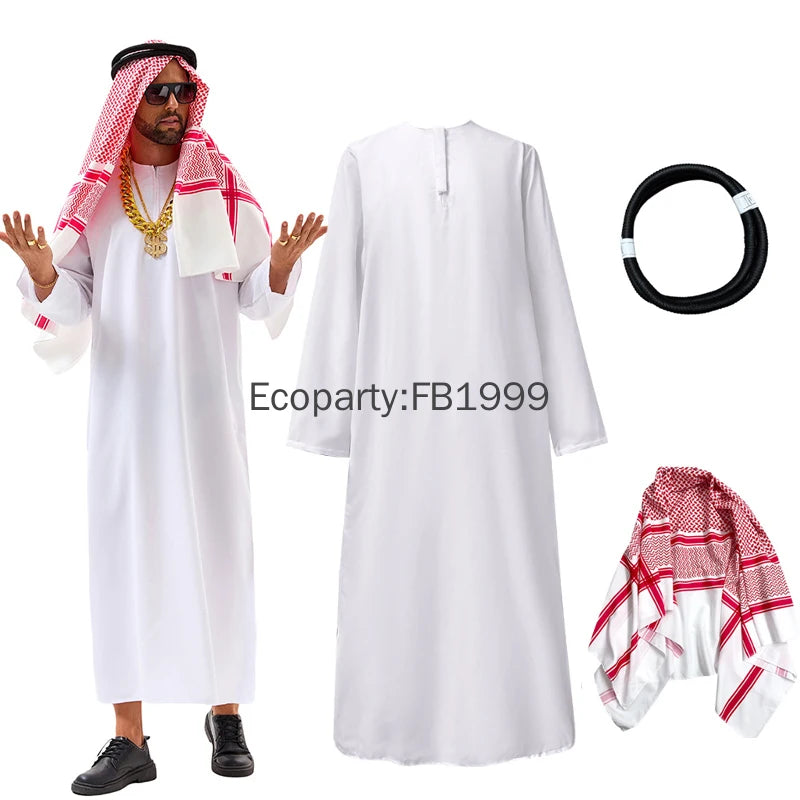 Men's Arabia Arab Sheikh Funny Shepherd Arabian Prince Outfits Spoof Dress Costume