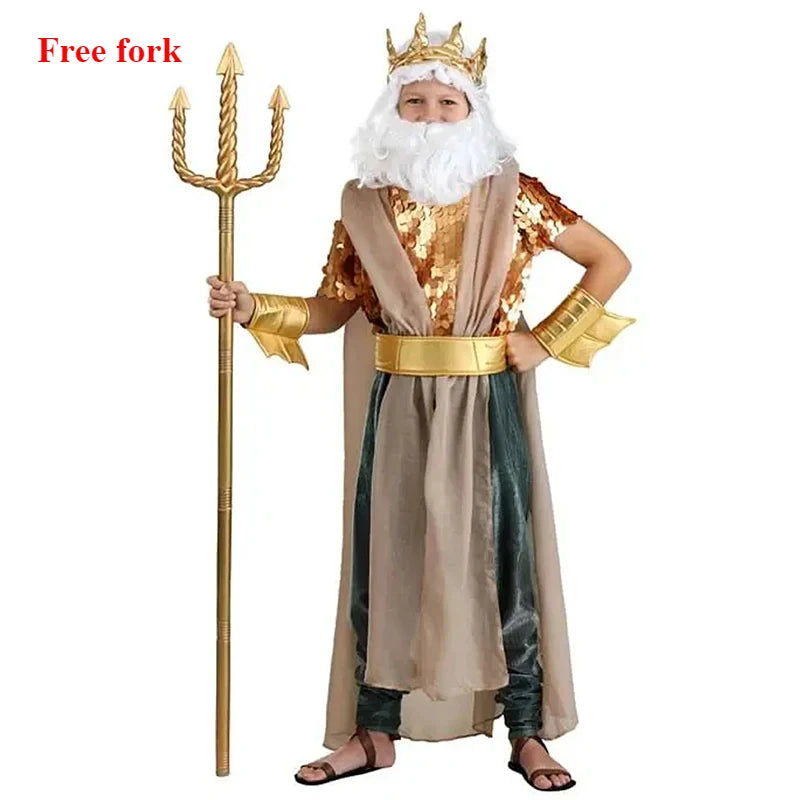 Kids' Poseidon Costume – Greek God of the Sea Outfit or Trident