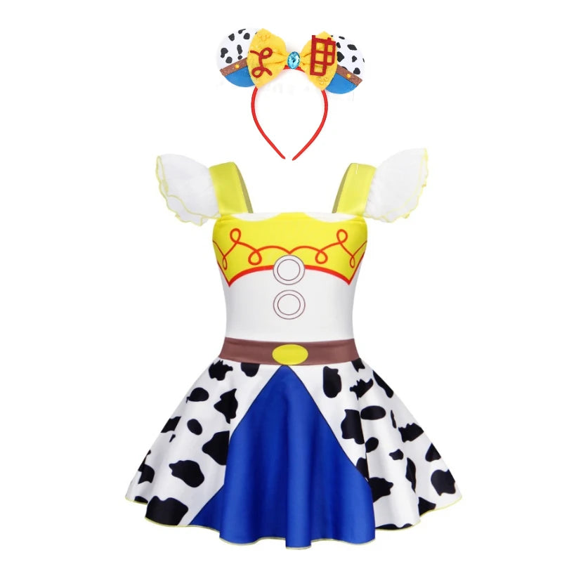 Halloween Masquerade Jessie Costume & hairband Summer toy Movies Cosplay Dress Carnival Party Fancy Stage Performance Outfits