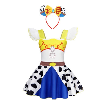 Halloween Masquerade Jessie Costume & hairband Summer toy Movies Cosplay Dress Carnival Party Fancy Stage Performance Outfits