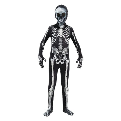 Scary Halloween Horror Kids Hooded Costume Scary Skeleton Grim Reaper Costume Boys Spooky - 01 / 100