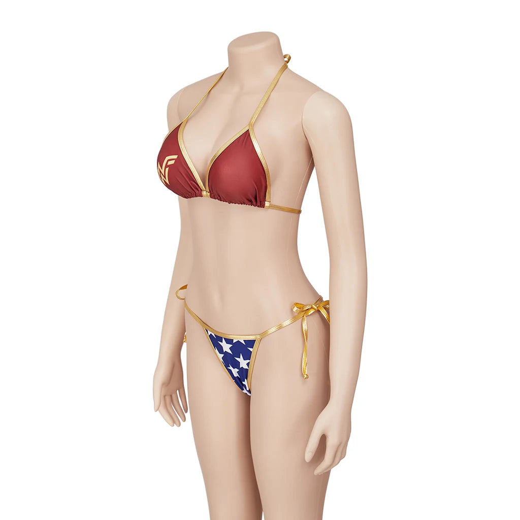 Women's Superhero Movie Wonder Sexy Halter Neck Lace Bikinis Costume - alternate view 4