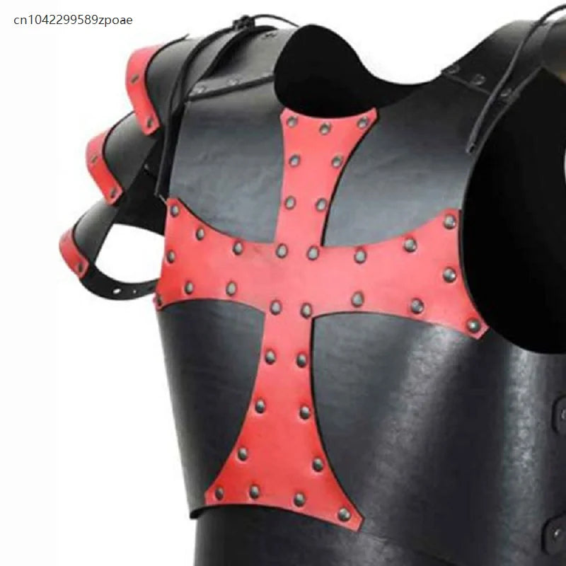 Medieval Crusader Knights Templar Costume Body Chest Armor Steampunk Dark Cross Leather - View 5