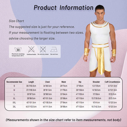 Men's Egyptian Ancient Greek Pharaoh Toga and Sleeves Metallic Costume - alternate view 6