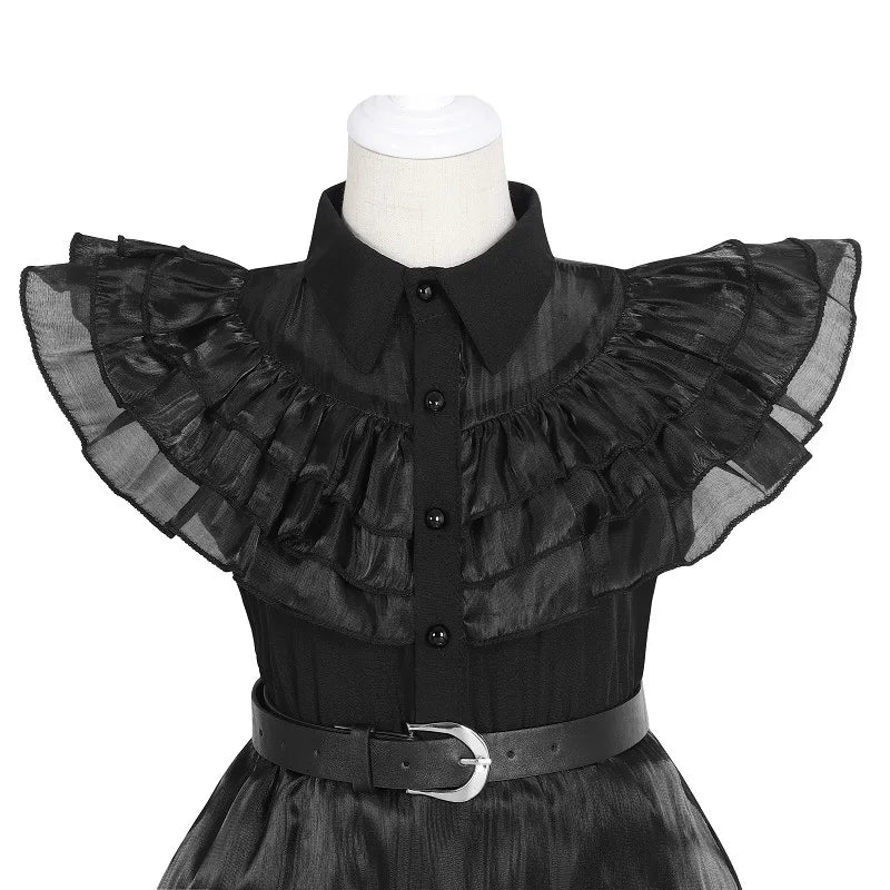 Girls Halloween Costume Black Gothic Costume Kids Up - 3 PCS C / 4T(120)