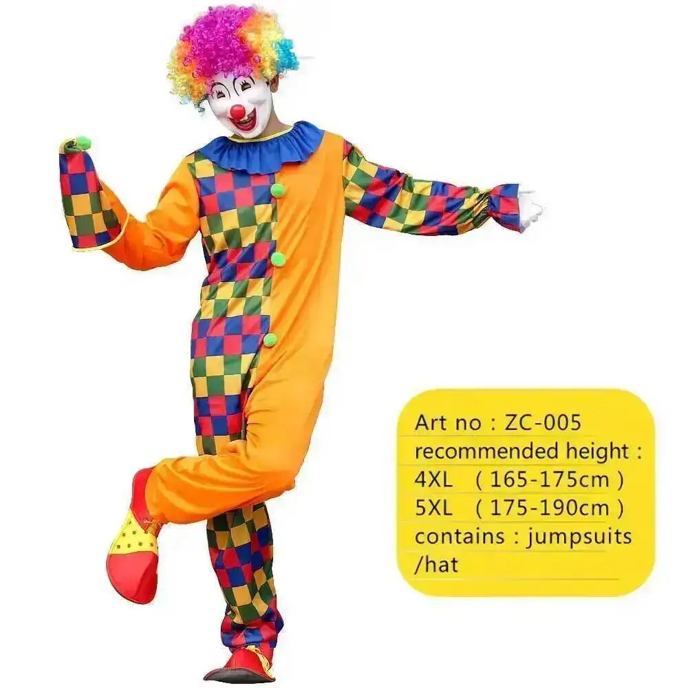 Adults Clown Costumes Joker Bodysuit for Men Magician Performance Fancy Halloween Outfits - Zc-005 / 5xl height175-190cm