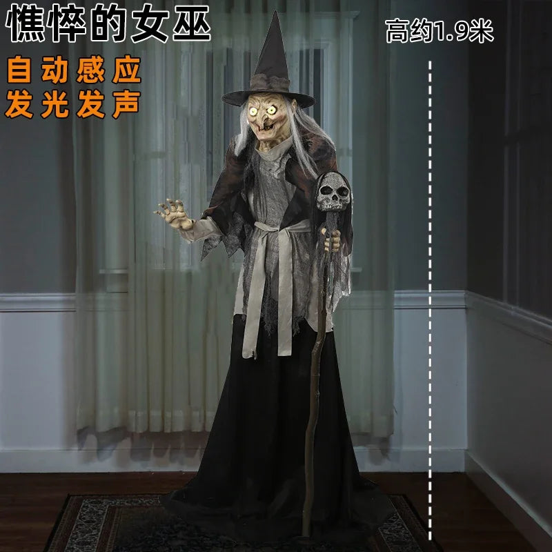 Decoration Large Electric Skull Sensing Sound Ghost Witch Pumpkin Man