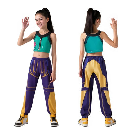 Halloween Kids Zoey Mira Rumi Costume KPop Hunters Girl Group Idol Dress Up Outfit Suit - 2 / 160