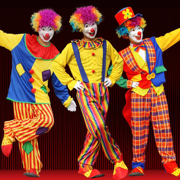 Halloween Costumes Kids Adults Circus Clown Joker Costume Outfits Colorful Fancy - 002 / 140 for kids