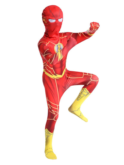 Superhero Barry Allen Cosplay Jumpsuit and Mask Costume Halloween Carnival Party Bodysuit Outfits Stage Performance Adults Kids