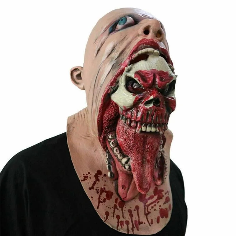 Spooky Halloween Zombie Mask - Latex Bloody Skull With Melted Face For Cosplay & Party Decorations Halloween - product image 2