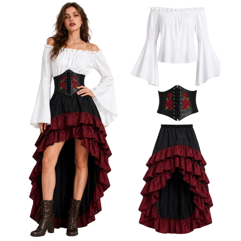Medieval Pirate Captain Hunter Tight Dress Irregular Costume