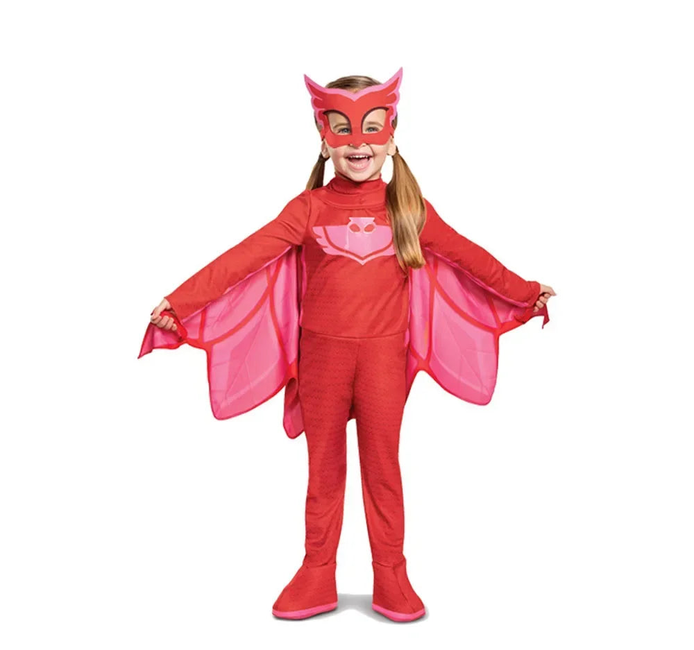 Halloween Animal Costume Girl Boy Super Owl Hero Jumpsuit Mask Cute Costume Cat Gecko - L / Blue