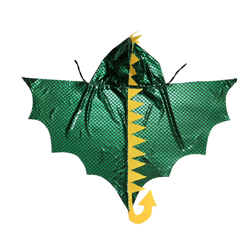 Unisex Green Dinosaur Cape Dragon Hooded Cloak Costumes Fancy Cloak Role Play