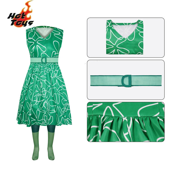 Disgust Costume Movie Inside Out Girls Kids Costume Halloween Disguised Evening Girls - Costume / 120