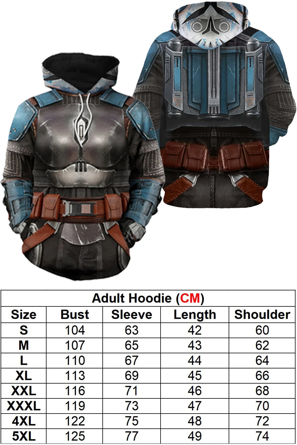 Din Djarin Costume Adult Kids Battle Armor Printed Hoodie Pant Movie Space Bounty Hunter - Kids Suit B / XXXL