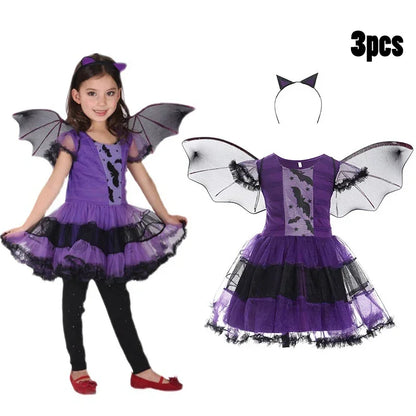 Halloween Vampire Costume for Kids Girls Devil Witch Gothic Ghost Bride Clothes Demon Bride Queen Cosplay - product image 10