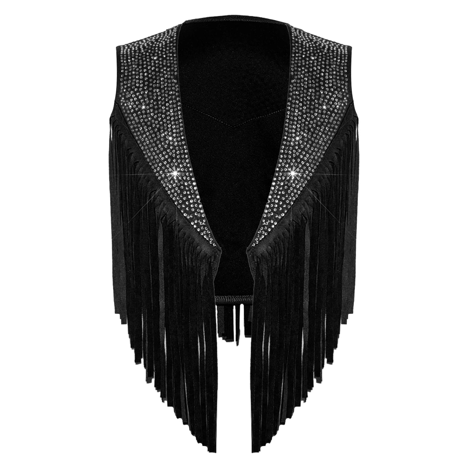 Kids' Girls Suede Fringed Vest Jacket Western Cowboy Cowgirl Sparkly Costume - alternate view 8