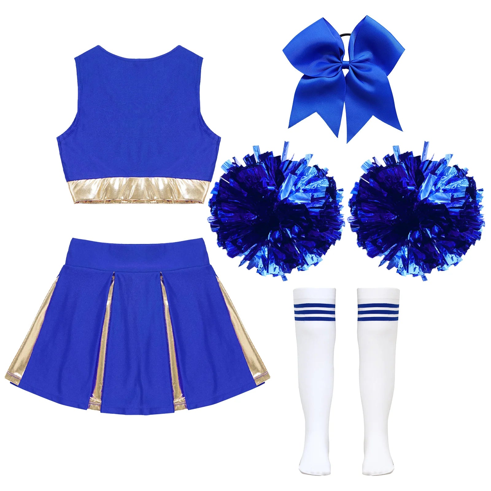 Kids' Girls Cheerleader Outfit Set Cheerleading for Birthday Cheer Uniform Costume - alternate view 4