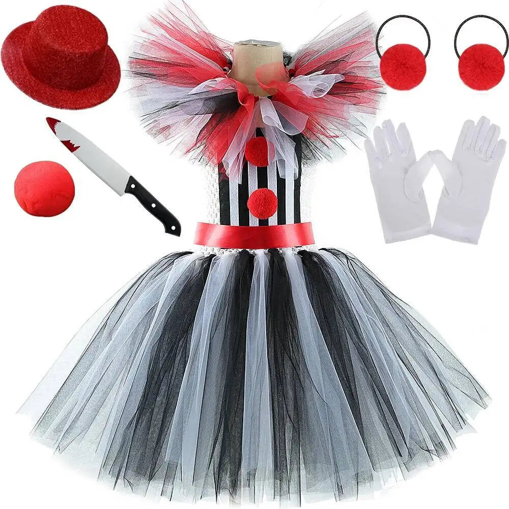 Terrifier Clown Costumes for Girls Scary Killer Circus Clowns Halloween Tutu Dress Outfit for Kids Creepy - product image 1