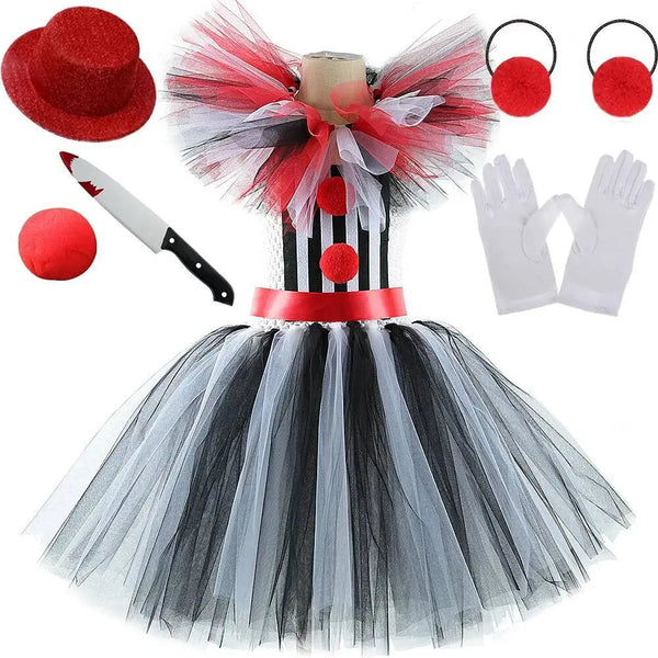 Terrifier Clown Costumes for Girls Scary Killer Circus Clowns Halloween Tutu Dress Outfit for Kids Creepy - product image 1