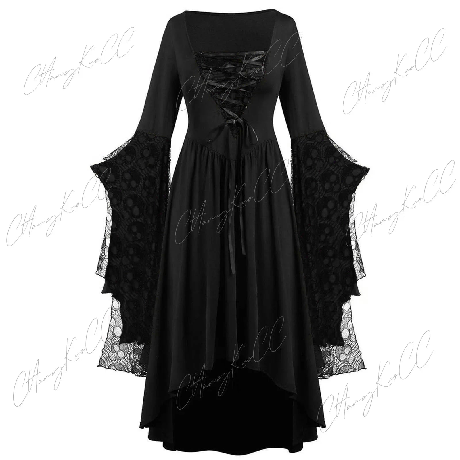 Vintage Halloween Cosplay Costume Witch Vampire Gothic Dress Ghost Dresses Up Party Printed Medieval Ghost - product image 5