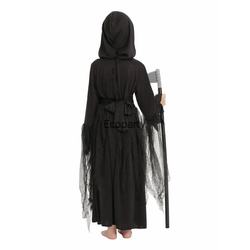 New Kids Halloween Demon Ghosts Costume Horror Night Ghost Dress Up Children Scream Death Demon Grim Reaper Cospaly Clothes