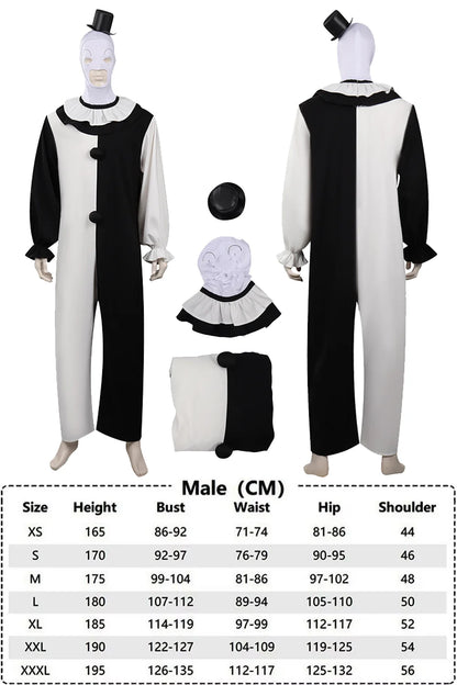Art the Clown Terrifier Costume Dress Outfit Latex Masks Kids Adult Men Women Roleplay - Costume B / XL