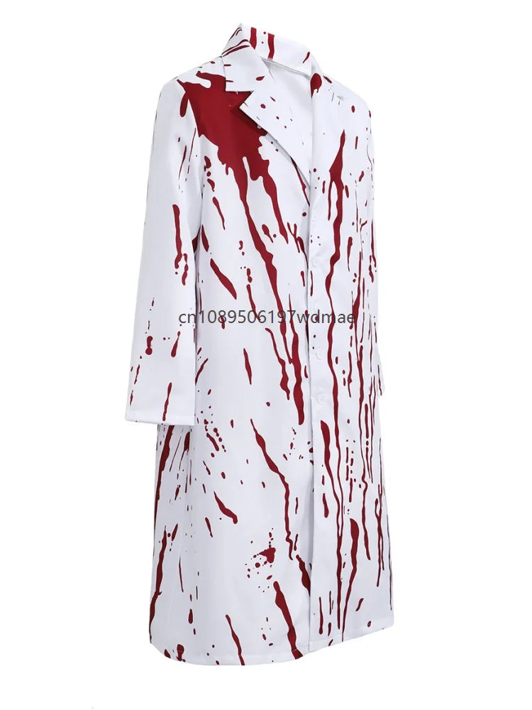 Halloween Bloody Doctor Lab Coat Horror Zombie Doctor Costume Long - view 5