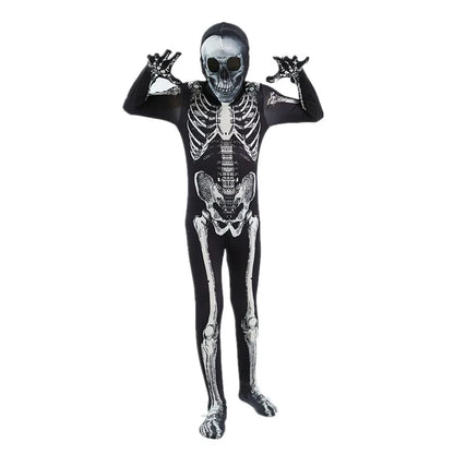 Scary Halloween Horror Kids Hooded Costume Scary Skeleton Grim Reaper Costume Boys Spooky - 01 / 150