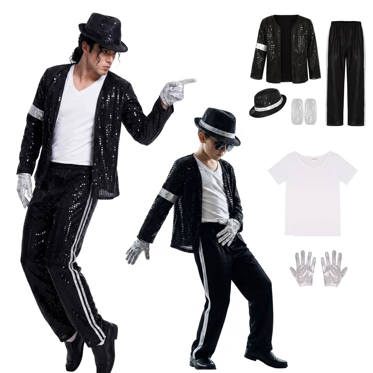 Kids' Michael Jackson Birthday Dance Pop Star Boys Girls Outfits Costume - alternate view 3