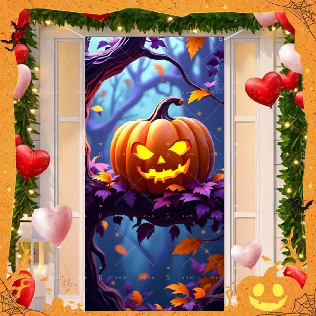 Happy Halloween Decor Door Cover Banner Horror Night Castle Bat Ghost Pumpkin - product image 9