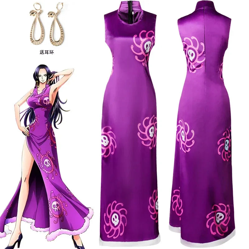Women's For Anime Boa Hancock Chipao Long Dress Vestido Clothing Suit Costume - alternate view 2