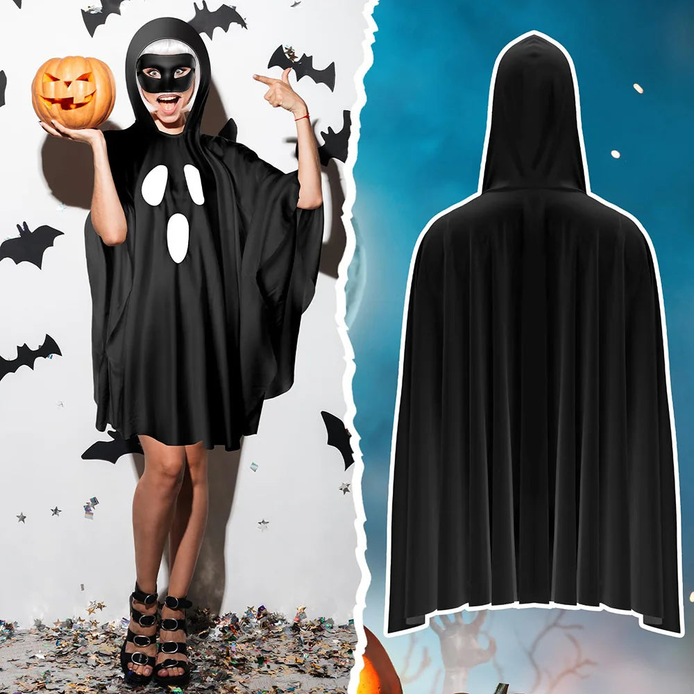 Women's Hooded Ghost Funny Robe Cloak Dress For Costume - alternate view 3